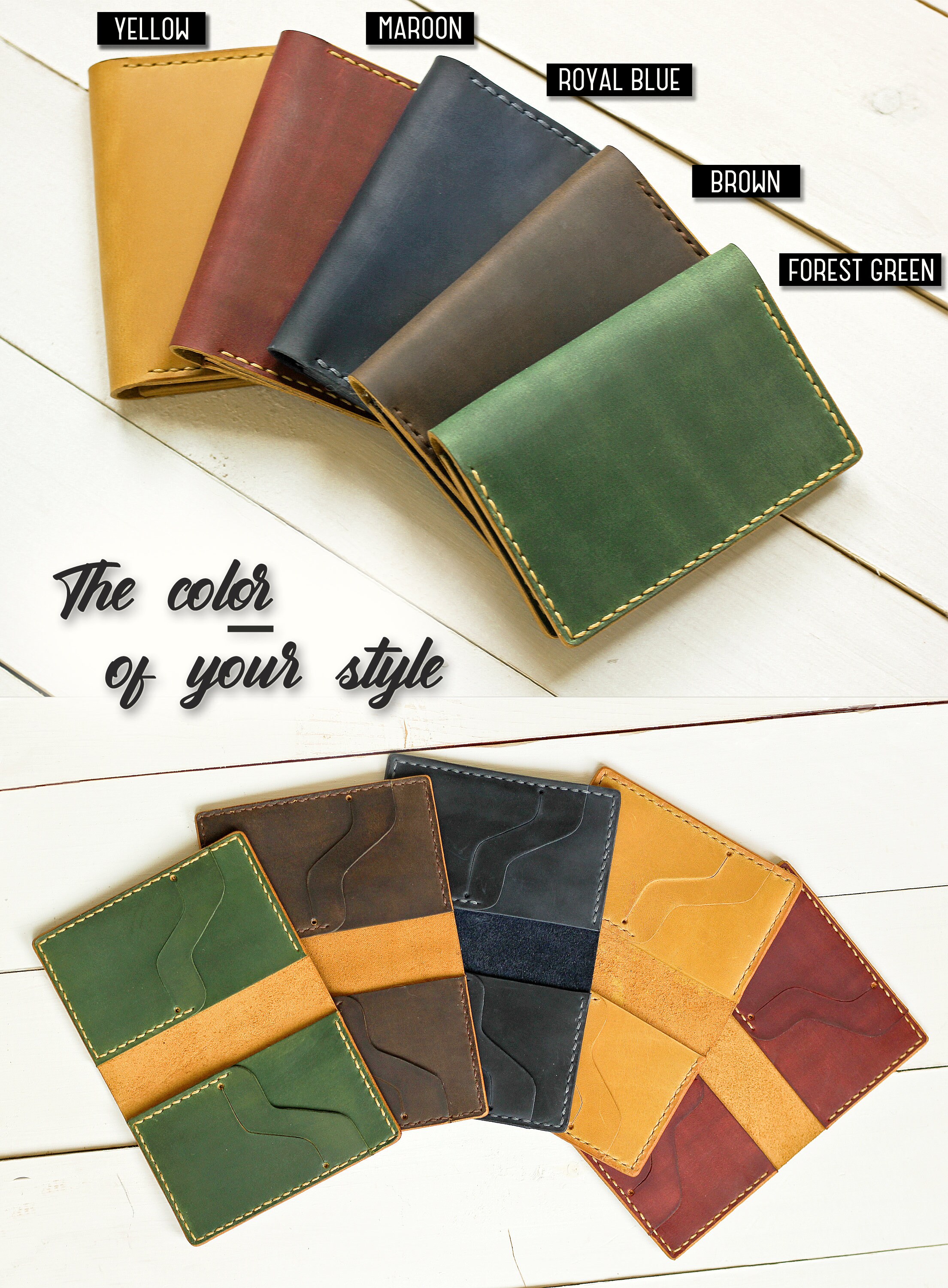 Leather Long Wallet Mens Leather Wallet Mens Wallet Yellow Etsy