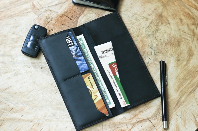 Leather Long Wallet Mens Leather Wallet Mens Wallet Yellow Etsy