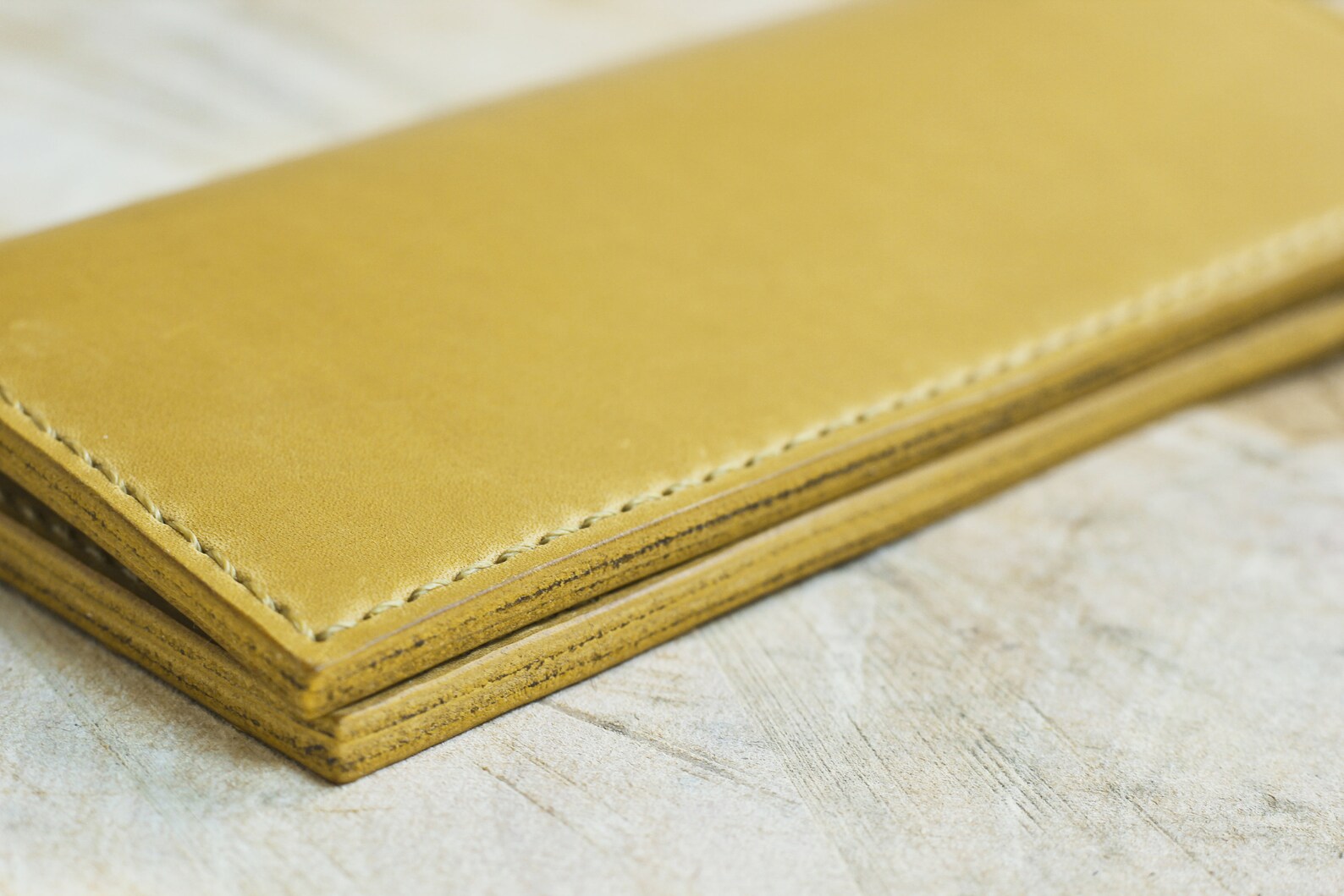 Leather Long Wallet Mens Leather Wallet Mens Wallet Yellow Etsy