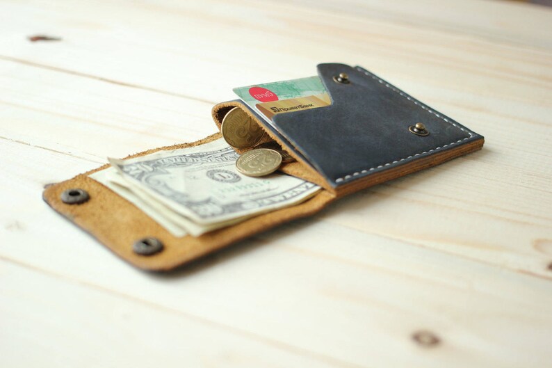 Leather Coin Wallet Mens Leather Wallet Mens Wallet Coin Etsy