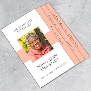 Peach Funeral Program Template: Graduated Fold, 8 Pages, 8.5x11 (MS Word, Pages)