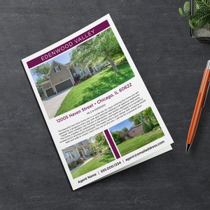 Modello di brochure immobiliare / Bifold 11x17 / Volantino multifoto / Pagine Apple / Microsoft Word / Photoshop