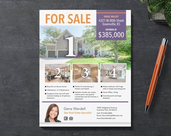 Real Estate For Sale Flyer Template | Apple Pages | Microsoft Publisher and Word