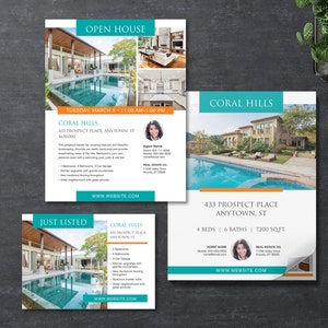 Real Estate Marketing Template Package 11x17 Brochure 8.5x11 Flyer 5x7 Postcard Canva Apple Pages MS Word image 1