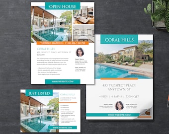 Real Estate Marketing Template Package | 11x17 Brochure | 8.5x11 Flyer | 5x7 Postcard | Canva | Apple Pages | MS Word