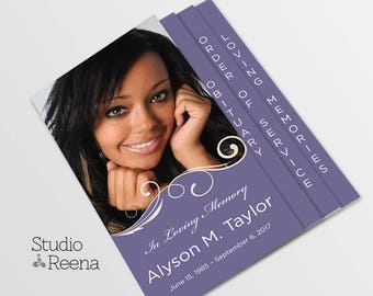 Funeral Program Template – PHOTOSHOP & ADOBE InDESIGN ONLY – Graduated Fold