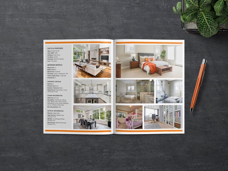 Real Estate Brochure Template 11 x 17 4 Page Multi Photo Flyer Luxury Real Estate Just Listed Open House Apple Pages MS Word image 3