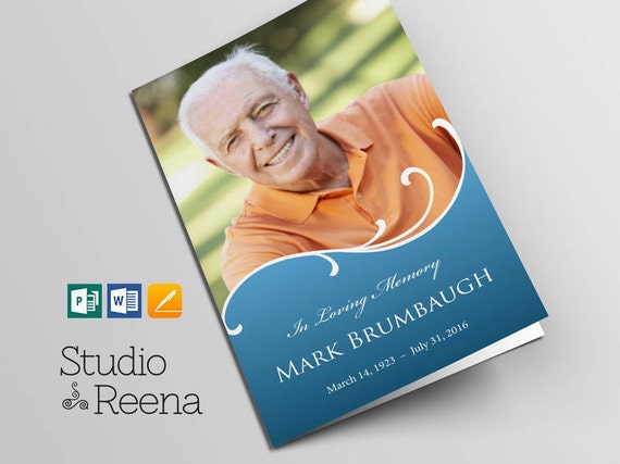 custom funeral program template microsoft publisher word etsy