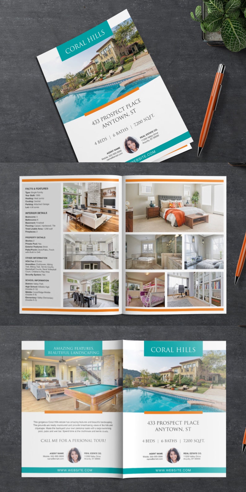 Real Estate Brochure Template 11 x 17 4 Page Multi Photo Flyer Luxury Real Estate Just Listed Open House Apple Pages MS Word image 7