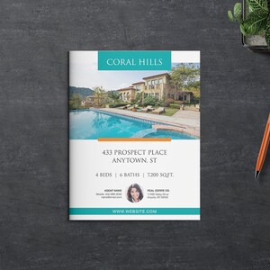 Real Estate Brochure Template 11 x 17 4 Page Multi Photo Flyer Luxury Real Estate Just Listed Open House Apple Pages MS Word image 2