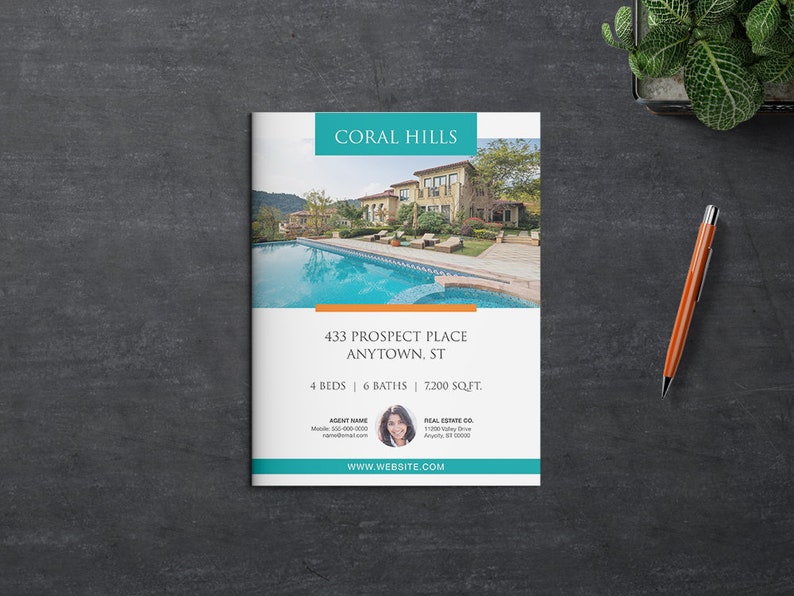 Real Estate Brochure Template 11 x 17 4 Page Multi Photo Flyer Luxury Real Estate Just Listed Open House Apple Pages MS Word image 2