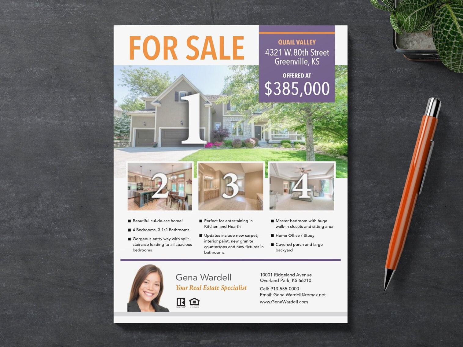 Real Estate For Sale Flyer Template Apple Pages Microsoft  Etsy Intended For Publisher Real Estate Flyer Templates