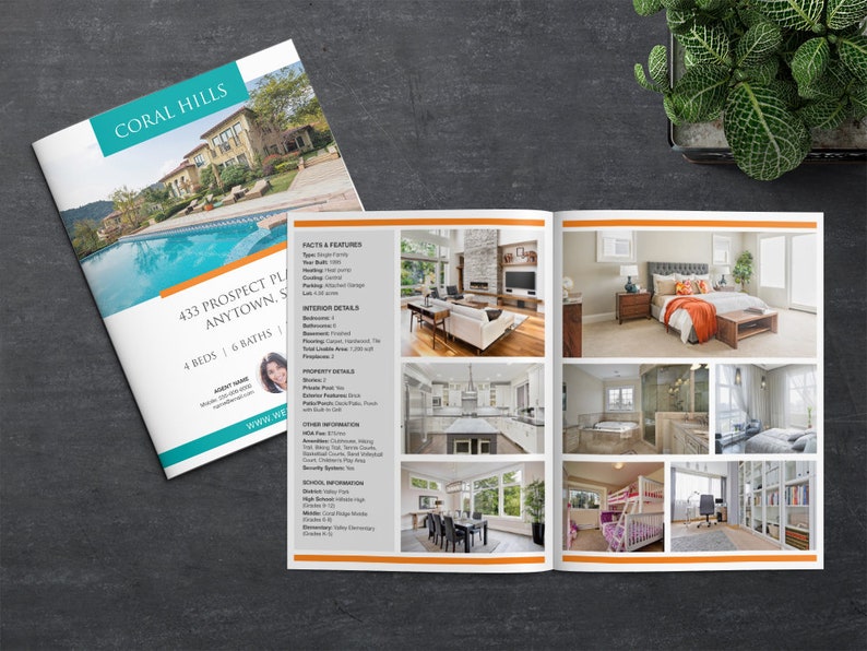 Real Estate Marketing Template Package 11x17 Brochure 8.5x11 Flyer 5x7 Postcard Canva Apple Pages MS Word image 2