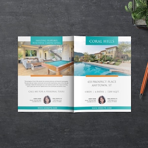 Real Estate Brochure Template 11 x 17 4 Page Multi Photo Flyer Luxury Real Estate Just Listed Open House Apple Pages MS Word image 5