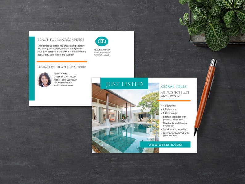 Real Estate Marketing Template Package 11x17 Brochure 8.5x11 Flyer 5x7 Postcard Canva Apple Pages MS Word image 5