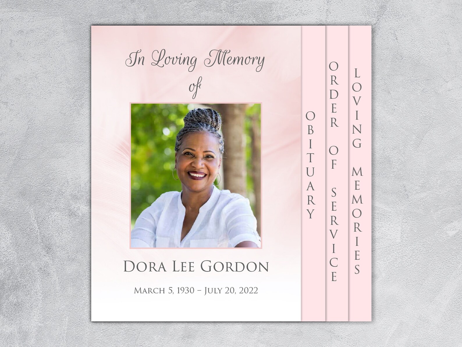 Pale Pink Funeral Program Template Graduated Fold Apple - Etsy