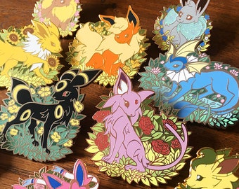 Floral Garden Eeveelution Nerdy Inspired Enamel Pins