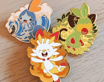 Starter Galar Scorbunny Grookey Sobble Hard Enamel Pins