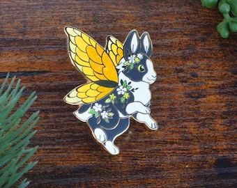 Bunny Rabbit Faerie Hard Glitter Enamel Pin Fairycore Cottagecore Woodland Animal Forest