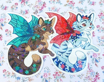 Fairycore Cat Tiger Sparkle Glittery Sticker Cottagecore Faerie Witchy Magic