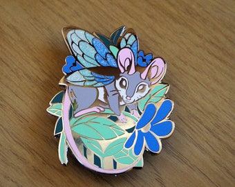 Mouse Fairy  Hard Glitter Enamel Pin Fairycore Woodland Animal Forest | Cottagecore