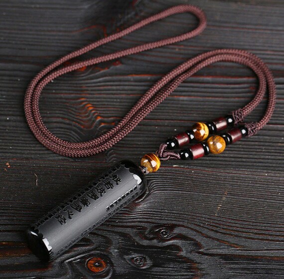 Tibetan black obsidian amulet Clearance