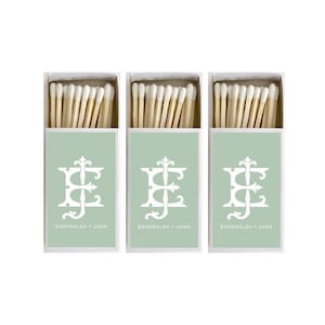 Custom Wedding Monogram Matchboxes Matches, Favors For Guests, Monogram Wraparound Labels
