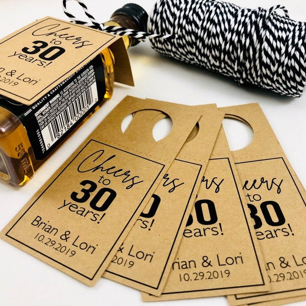 Cheers to 30 Years Anniversary, Wedding Guest Favors, Hang Tags For Adult Party Favors