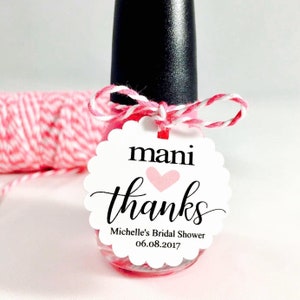 Mani Favor Tags, Mani Thanks, Nail Polish Gift Tags, Thank You Favor Tags, Favor Tags, Nail Polish Favors, Mani Thank You Tag, Mani Tag, 15