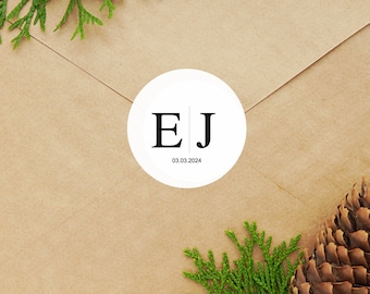 Custom Wedding Monogram Stickers: Round Favor Labels
