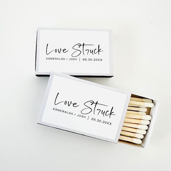 Custom Wedding MatchBox Matches Stickers, Personalized Favors (Sets of 50)