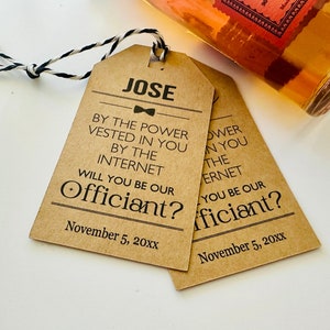 Custom Wedding Officiant Proposal Box Gift Hang Tags, Will You Marry Us Funny Personalized Gift Tags