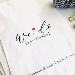 Personalized We Do Love Cookies Wedding Favor Treat Bags, Cute Kraft White Paper Bags