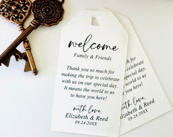 Custom Wedding Favors Welcome Bags, Gift Hang Tags Destination Wedding (Set of 6)