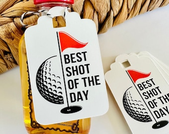 Golf Themed Bachelor Party Decor Mini Liquor Bottle Tags, Masters Golf Lover Hang Tags - (Set of 12)