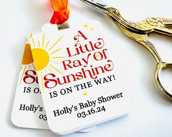 Ray of Sunshine Baby Shower Favor Tags: Groovy Boho Decor (Set of 9)