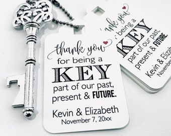 Skeleton Antique Key Bottle Opener AND Tags, Wedding Favors, Key Favor Tags, Wedding Tags, Antique Keys, Set of 24