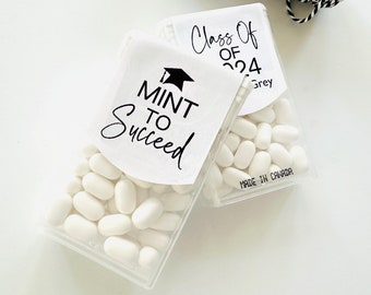 Senior Class 2024 Graduation Party Favors for Guest, Stickers for High School Grad Mint Candy, Mint To Succeed Stickers (Labels Only)