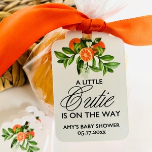 Tags for Little Cutie Orange Citrus Baby Shower Party Favors, Orange  Blossom Personalized Tags (Set of 12)