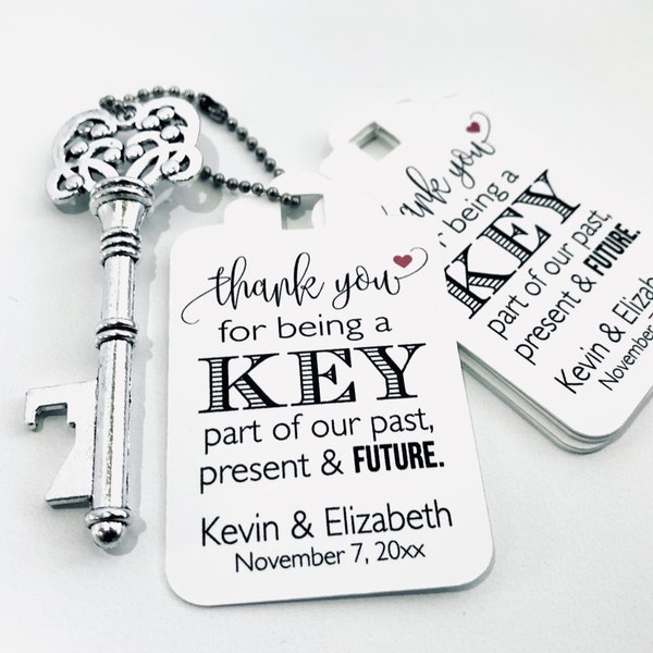 Skeleton Antique Key Bottle Opener AND Tags, Wedding Favors, Key Favor Tags, Wedding Tags, Antique Keys, Set of 24
