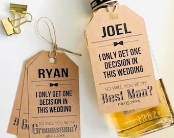 Best Man Groomsman Usher Proposal Box Gift Card Ideas, Only One Decision Personalized Groomsmen Hang Tags