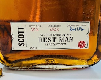 Custom Groomsmen Best Man Proposal Box Whiskey Labels, Personalized Will You Be My Whiskey Gifts