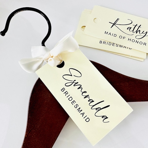 Name Tags For Wedding Bridal Party Dress Hangers, Bridesmaid Personalized Hang Tags