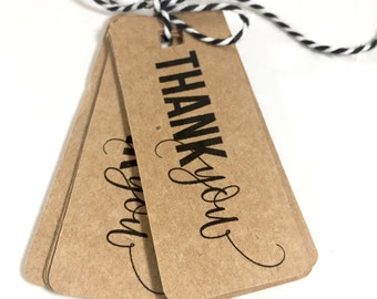 Bridal Shower Favor Kraft Tags, Rustic Wedding Thank You Tags, Printed Hang Tags (Set of 15)