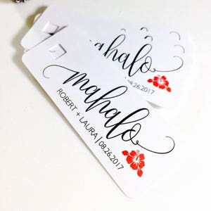 Mahalo Gift Tags, Destination Wedding Favors, Hawaiian Wedding, Tropical Wedding, Beach Wedding, Maui Wedding, Set of 15