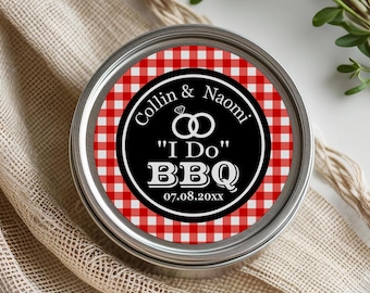 Custom I Do BBQ Wedding Shower Favor Stickers, Personalized Stickers For Favors