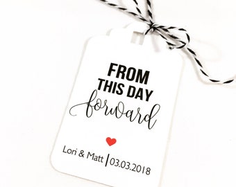 Custom Wedding Bag Hang Paper Tags, Thank You Favors, Personalized Paper Tags  (Set of 12)