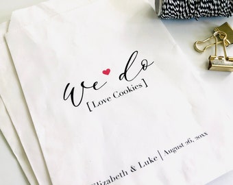 Personalized We Do Love Cookies Wedding Favor Treat Bags, Cute Kraft White Paper Bags