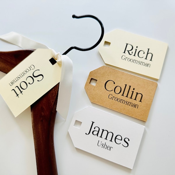 Groomsman Name Tags Wedding For Suit Hangers, Personalized Bridal Party Hang Tags