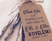 Thank You For Sharing Our First Meal Silverware Tags, Wedding Thank You Tags, Wedding Reception Table Decor (Set of 12)